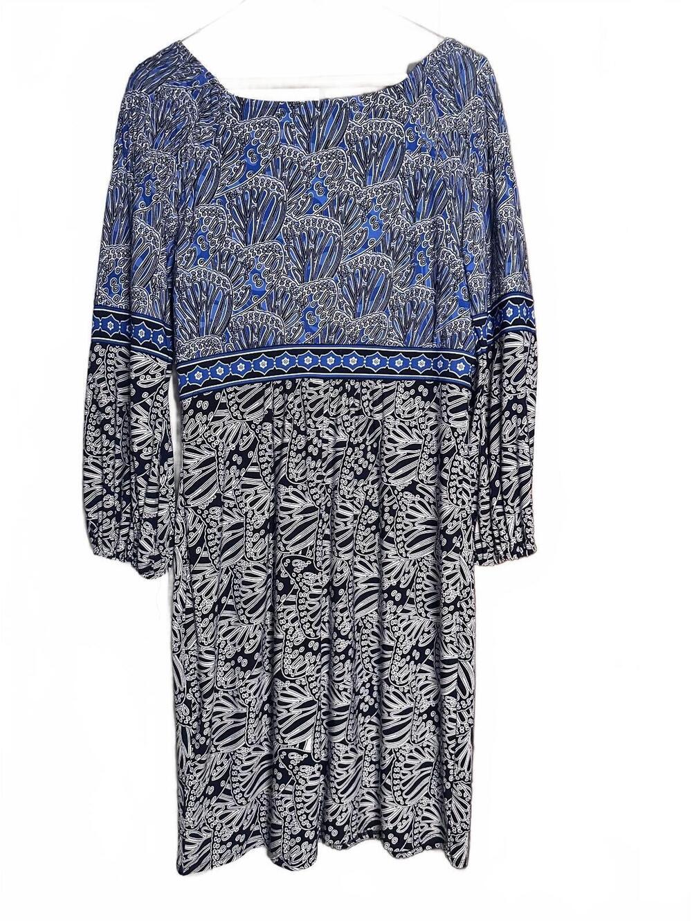 Laundry by Shelli Segal Long Sleeve Mixed Print Midi Dress Geometric Border, 4 - Picture 5 of 8